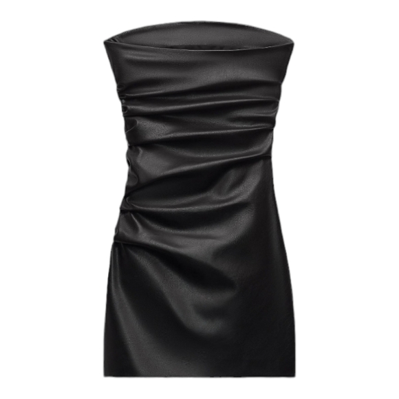 Zara Leather effect Black Mini Dress size Large - Picture 3 of 10